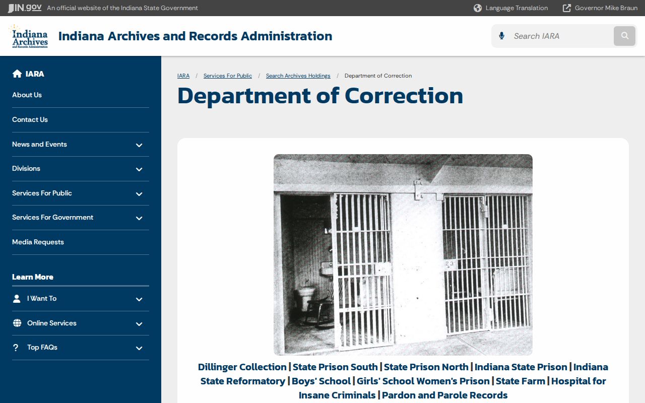 Indiana State Archives correction records relevant to historic Putnam County custody research